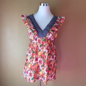 Anthropologie Fei Wildflower Walk Floral Flowy Top